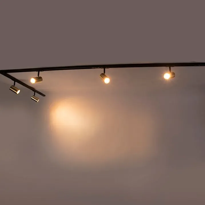QAZQA Smarte Spots|Deckenstrahler*Smartes Schienensystem schwarz mit Gold 1-phasig 5-leuchtmittel inkl. Wifi GU10 - Iconic Jeana