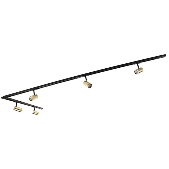 QAZQA Smarte Spots|Deckenstrahler*Smartes Schienensystem schwarz mit Gold 1-phasig 5-leuchtmittel inkl. Wifi GU10 - Iconic Jeana