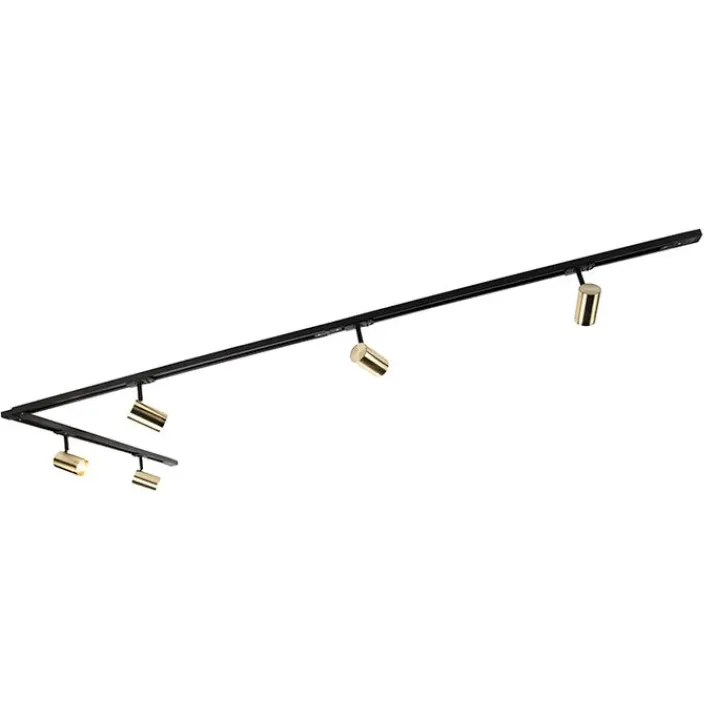 QAZQA Smarte Spots|Deckenstrahler*Smartes Schienensystem schwarz mit Gold 1-phasig 5-leuchtmittel inkl. Wifi GU10 - Iconic Jeana
