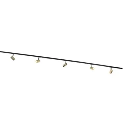 QAZQA Smarte Spots|Deckenstrahler*Smartes Schienensystem schwarz mit Gold 1-phasig 5-leuchtmittel inkl. Wifi GU10 - Iconic Jeana