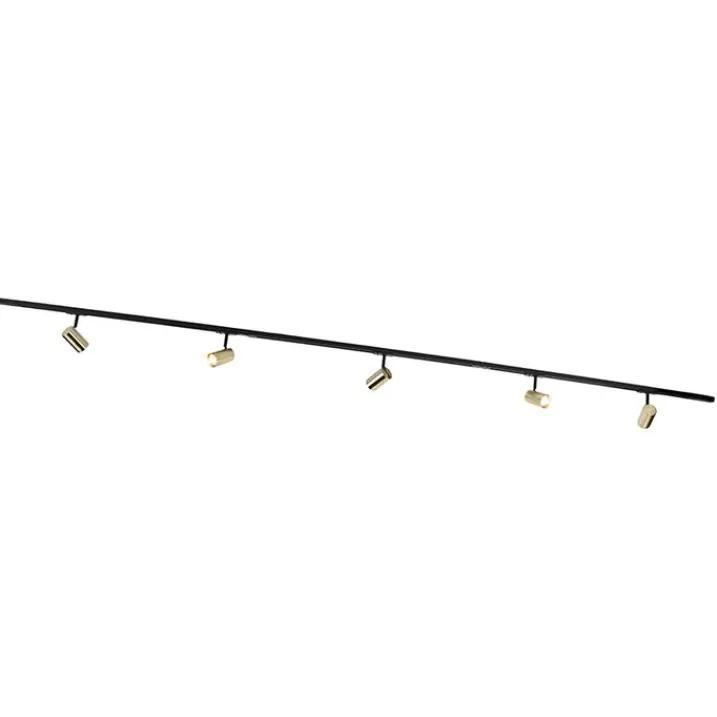 QAZQA Smarte Spots|Deckenstrahler*Smartes Schienensystem schwarz mit Gold 1-phasig 5-leuchtmittel inkl. Wifi GU10 - Iconic Jeana