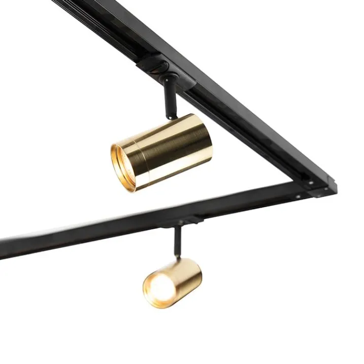 QAZQA Smarte Spots|Deckenstrahler*Smartes Schienensystem schwarz mit Gold 1-phasig 5-leuchtmittel inkl. Wifi GU10 - Iconic Jeana