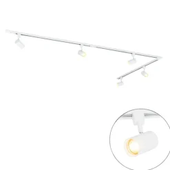 QAZQA Smarte Spots|Deckenstrahler*Smartes Schienensystem weiß 1-phasig 5-flammig inkl. Wifi GU10 - Iconic Jeana