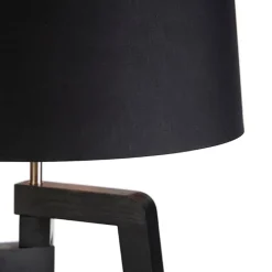 QAZQA Smarte Stehlampen|Stehlampen*Smartes Stehlampenstativ mit Schirm schwarz mit Gold 50 cm inkl. Wif A60 - Puros