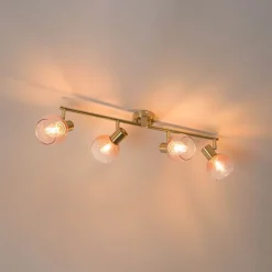 QAZQA Schlafzimmerlampen|Küchenlampen*Smart-Strahler Gold mit rosa Glas inkl. 4 Wifi P45 - Vidro