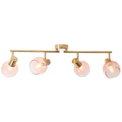 QAZQA Schlafzimmerlampen|Küchenlampen*Smart-Strahler Gold mit rosa Glas inkl. 4 Wifi P45 - Vidro