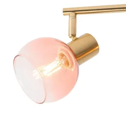 QAZQA Schlafzimmerlampen|Küchenlampen*Smart-Strahler Gold mit rosa Glas inkl. 4 Wifi P45 - Vidro