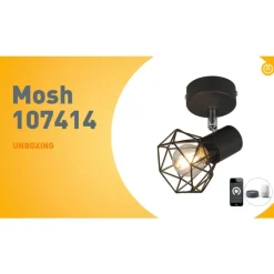 QAZQA Smarte Spots|Smarte Deckenleuchten*Smart-Strahler schwarz drehbar und schwenkbar inkl. Wifi P45 - Mosh