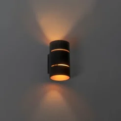 QAZQA Smarte Wandleuchten|Wandleuchten*Smart-Wandleuchte schwarz mit goldenem Innenleben inkl. WiFi G9 - Ria