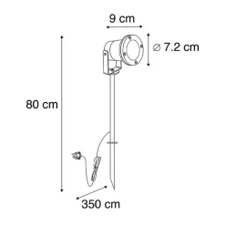 QAZQA Gartenbeleuchtung|Außenstrahler*Spike Spot schwarz 40 cm inkl. Kabel und Stecker IP44 - Basic