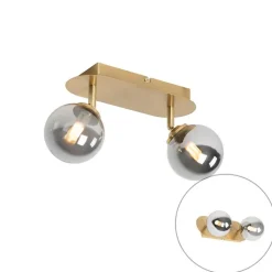 QAZQA Deckenstrahler|Aufbaustrahler*Spot Gold 2-Licht verstellbar mit Rauchglas - Athen
