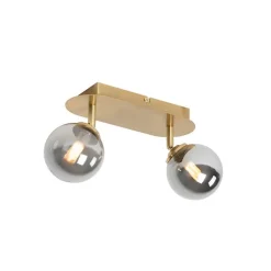 QAZQA Deckenstrahler|Aufbaustrahler*Spot Gold 2-Licht verstellbar mit Rauchglas - Athen