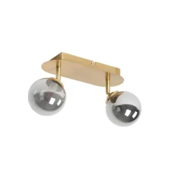 QAZQA Deckenstrahler|Aufbaustrahler*Spot Gold 2-Licht verstellbar mit Rauchglas - Athen