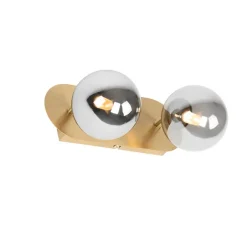 QAZQA Deckenstrahler|Aufbaustrahler*Spot Gold 2-Licht verstellbar mit Rauchglas - Athen