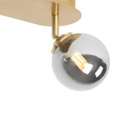 QAZQA Deckenstrahler|Aufbaustrahler*Spot Gold 2-Licht verstellbar mit Rauchglas - Athen