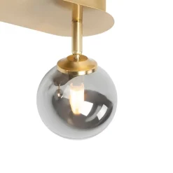 QAZQA Deckenstrahler|Aufbaustrahler*Spot Gold 2-Licht verstellbar mit Rauchglas - Athen