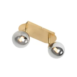 QAZQA Deckenstrahler|Aufbaustrahler*Spot Gold 2-Licht verstellbar mit Rauchglas - Athen