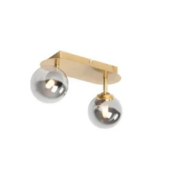 QAZQA Deckenstrahler|Aufbaustrahler*Spot Gold 2-Licht verstellbar mit Rauchglas - Athen