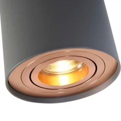 QAZQA Küchenlampen|Deckenstrahler*Spot grau mit Kupferwirbel und Neigung - Rondoo Up