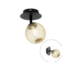 QAZQA Deckenstrahler|Aufbaustrahler*Spot schwarz mit gold verstellbar - Athens Wire