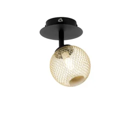 QAZQA Deckenstrahler|Aufbaustrahler*Spot schwarz mit gold verstellbar - Athens Wire
