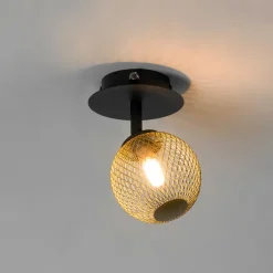 QAZQA Deckenstrahler|Aufbaustrahler*Spot schwarz mit gold verstellbar - Athens Wire