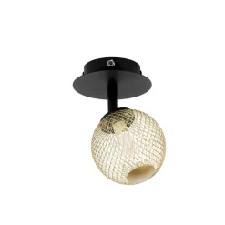 QAZQA Deckenstrahler|Aufbaustrahler*Spot schwarz mit gold verstellbar - Athens Wire