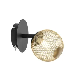 QAZQA Deckenstrahler|Aufbaustrahler*Spot schwarz mit gold verstellbar - Athens Wire