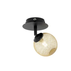 QAZQA Deckenstrahler|Aufbaustrahler*Spot schwarz mit gold verstellbar - Athens Wire