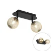 QAZQA Deckenstrahler|Aufbaustrahler*Spot schwarz mit goldenen 2 Lichtern - Athens Wire