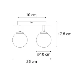 QAZQA Deckenstrahler|Aufbaustrahler*Spot schwarz mit goldenen 2 Lichtern - Athens Wire