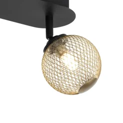 QAZQA Deckenstrahler|Aufbaustrahler*Spot schwarz mit goldenen 2 Lichtern - Athens Wire