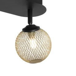 QAZQA Deckenstrahler|Aufbaustrahler*Spot schwarz mit goldenen 2 Lichtern - Athens Wire