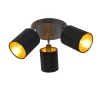 QAZQA Deckenstrahler|Aufbaustrahler*Spot schwarz mit goldener Innenseite 3-Licht - Lofty