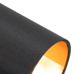 QAZQA Deckenstrahler|Aufbaustrahler*Spot schwarz mit goldener Innenseite 3-Licht - Lofty