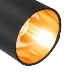 QAZQA Deckenstrahler|Aufbaustrahler*Spot schwarz mit goldener Innenseite 3-Licht - Lofty