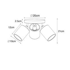 QAZQA Deckenstrahler|Aufbaustrahler*Spot schwarz mit goldener Innenseite 3-Licht - Lofty