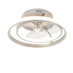 QAZQA Deckenventilator Mit Licht|Wohnzimmerlampen*Stahl Deckenventilator 46,5 cm inkl. LED mit Fernbedienung - Kees