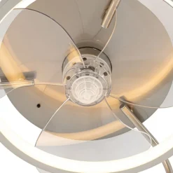 QAZQA Deckenventilator Mit Licht|Wohnzimmerlampen*Stahl Deckenventilator 46,5 cm inkl. LED mit Fernbedienung - Kees