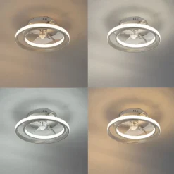 QAZQA Deckenventilator Mit Licht|Wohnzimmerlampen*Stahl Deckenventilator 46,5 cm inkl. LED mit Fernbedienung - Kees