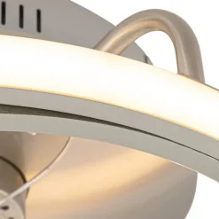 QAZQA Deckenventilator Mit Licht|Wohnzimmerlampen*Stahl Deckenventilator 46,5 cm inkl. LED mit Fernbedienung - Kees