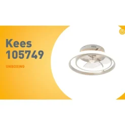 QAZQA Deckenventilator Mit Licht|Wohnzimmerlampen*Stahl Deckenventilator 46,5 cm inkl. LED mit Fernbedienung - Kees