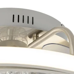 QAZQA Deckenventilator Mit Licht|Wohnzimmerlampen*Stahl Deckenventilator 46,5 cm inkl. LED mit Fernbedienung - Kees