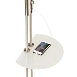 QAZQA Lampen Für Dein Homeoffice|Schlafzimmerlampen*Stahl Stehlampe mit Lesearm inkl. LED und USB-Anschluss - Sevilla