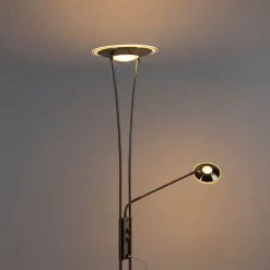 QAZQA Lampen Für Dein Homeoffice|Schlafzimmerlampen*Stahl Stehlampe mit Lesearm inkl. LED und USB-Anschluss - Sevilla