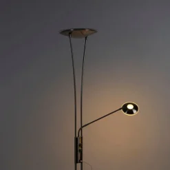 QAZQA Lampen Für Dein Homeoffice|Schlafzimmerlampen*Stahl Stehlampe mit Lesearm inkl. LED und USB-Anschluss - Sevilla