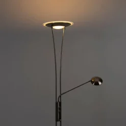 QAZQA Lampen Für Dein Homeoffice|Schlafzimmerlampen*Stahl Stehlampe mit Lesearm inkl. LED und USB-Anschluss - Sevilla
