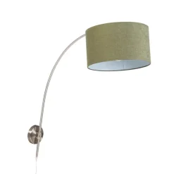 QAZQA Wandleuchten|Wohnzimmerlampen*Stahlwandbogenlampe mit schattengrünem 35/35/20 einstellbar