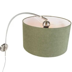 QAZQA Wandleuchten|Wohnzimmerlampen*Stahlwandbogenlampe mit schattengrünem 35/35/20 einstellbar
