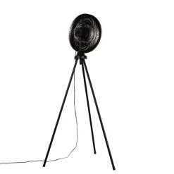 QAZQA Deckenventilator Mit Licht|Wohnzimmerlampen*Standventilator Stativ schwarz inkl. LED 3-stufig dimmbar - Meric